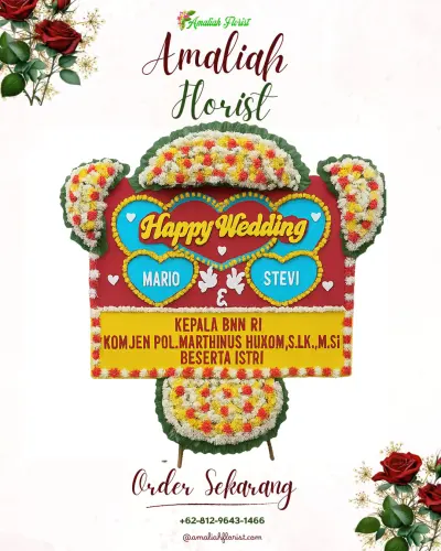 Karangan Papan Bunga Pernikahan di Parakanlima